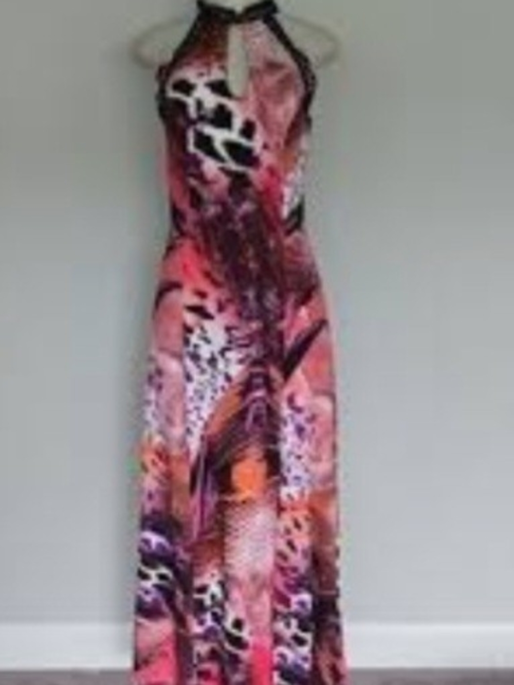 VENUS Pink and Orange Abstract Halter Maxi Dress